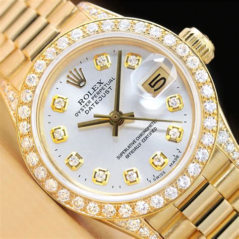 rolex lady president diamond bezel|ladies gold rolex diamond bezel.